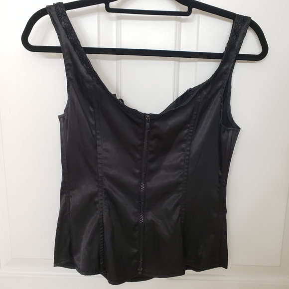 Morbid Threads Black Satin Corset Tank Top - Picture 3 of 7